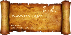 Dobrovits Lajos névjegykártya